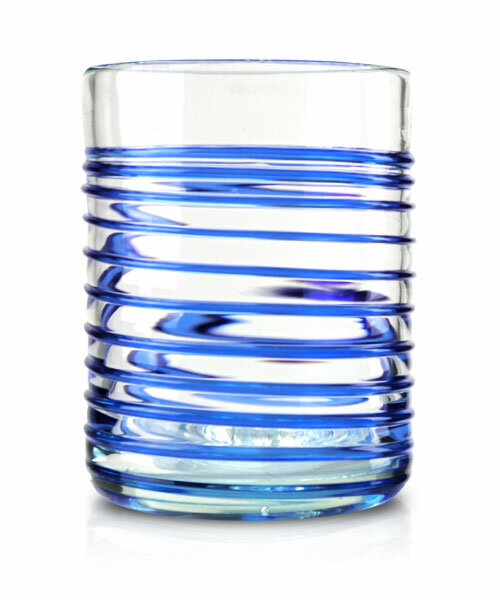 Glas mit blauer Spirale aufgearbeitet, grande, je Stück